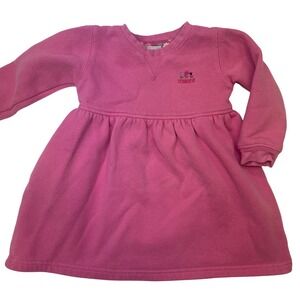 Vtg OshKosh B'gosh Fleece Sweater Dress‎ Embroidered Pink 24mo Warm Pullover EUC